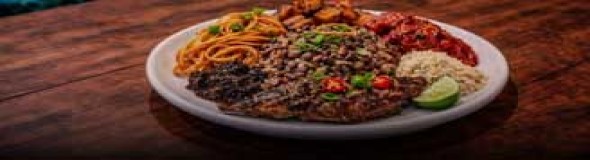 <p>Plantain, Beans<br />
Plain Rice Red Red</p>